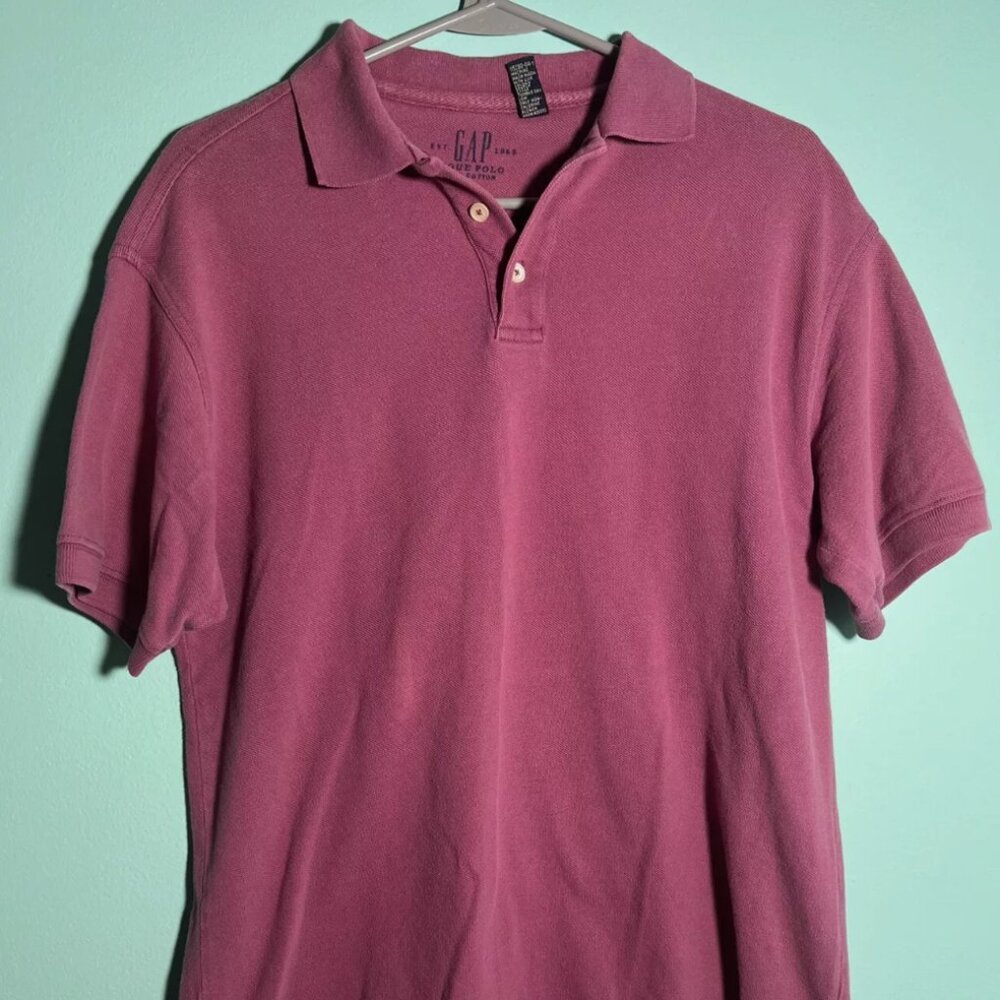 GAP Polo Shirt Mens Size Medium Ruby Red Short Sleeve